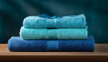 stack of blue towels