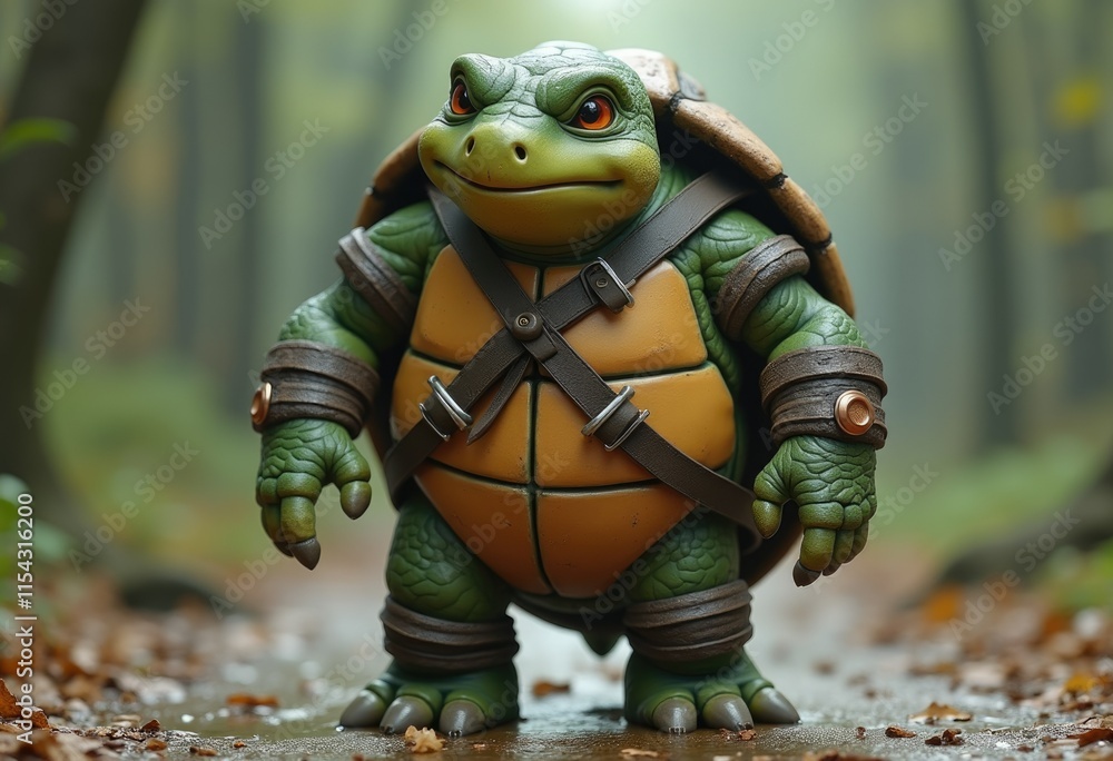 Poster A 3D Character Embracing The Shell Of A Turtle