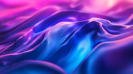 Obraz premium Vibrant Purple and Blue Abstract 3D Render: Smoothly Flowing, Dreamlike Texture. AI Generated