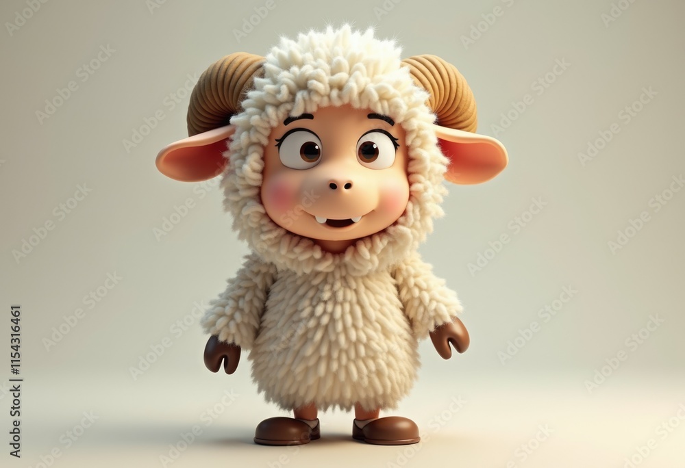 Poster A Fluffy 3D Character Dressed As A Sheep