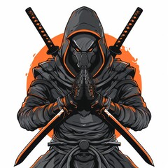 Fototapeta premium illustration art robot ninja for t-shirt
