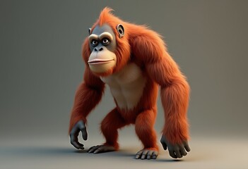 A Realistic 3D Character Rendered as an Orangutan
