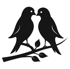 Fototapeta premium Minimalist Black Silhouette Lovebird Pair