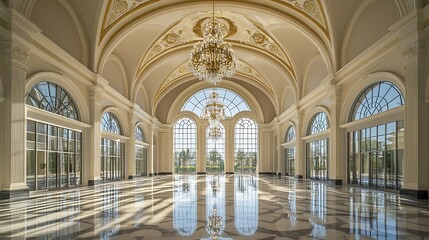 Obraz premium Neoclassical Architecture with Grand Columns and Symmetrical Design