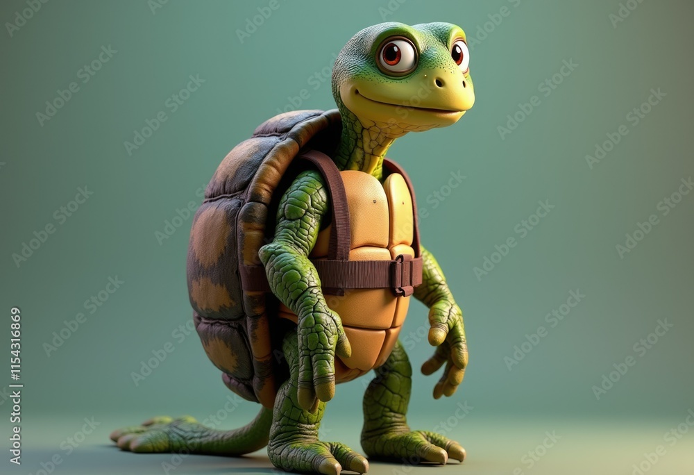 Poster A 3D Character Embracing The Shell Of A Turtle