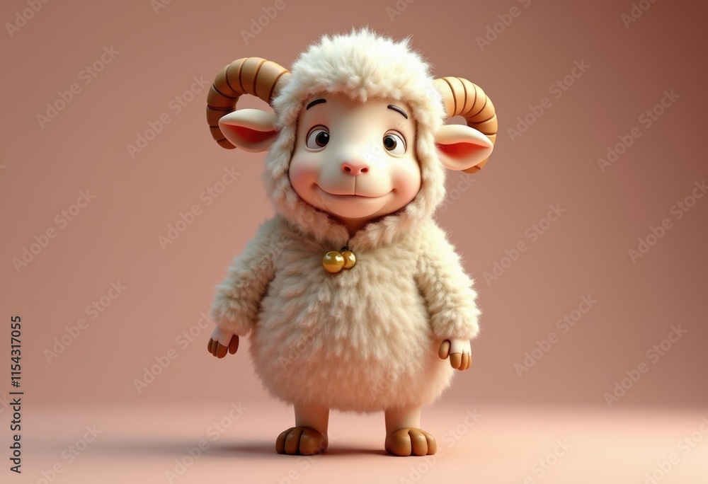 Poster A Fluffy 3D Character Dressed As A Sheep