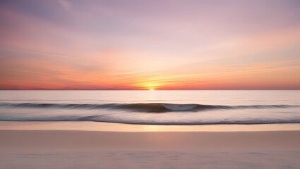 Fototapeta premium Golden sunset illuminating ocean waves crashing on sandy beach