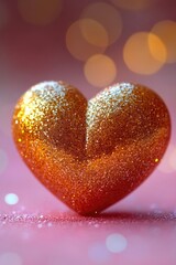 Fototapeta premium A sparkly heart on a bright pink background