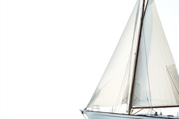 A sailboat with a white sail floating on calm water