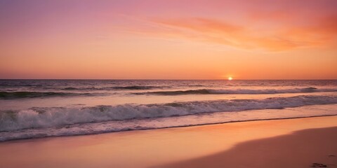 Closeup sea sand beach. Panoramic beach landscape. Inspire tropical beach seascape horizon. Orange and golden sunset sky calmness tranquil relaxing sunlight summer mood. Vacation travel holiday banner