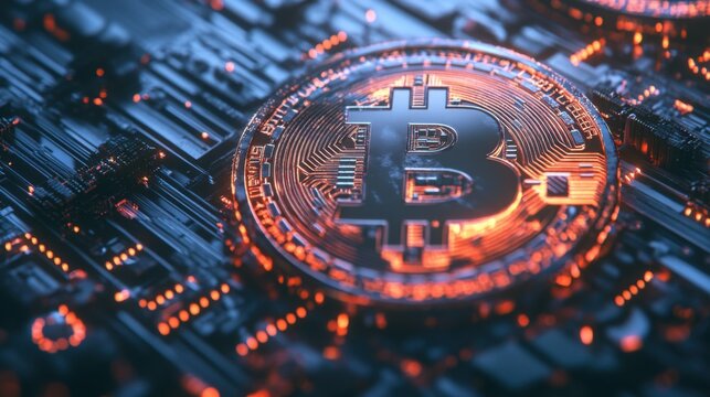Closeup of bitcon cryptocurrency investment