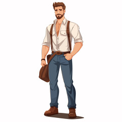 Fototapeta premium Professional man cartoon isolated casual vector illustration for various design projects