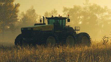Naklejka premium Industrial Tractor in Early Morning Light