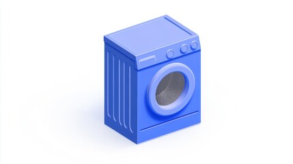 A modern, stylized blue washing machine on a clean white background.