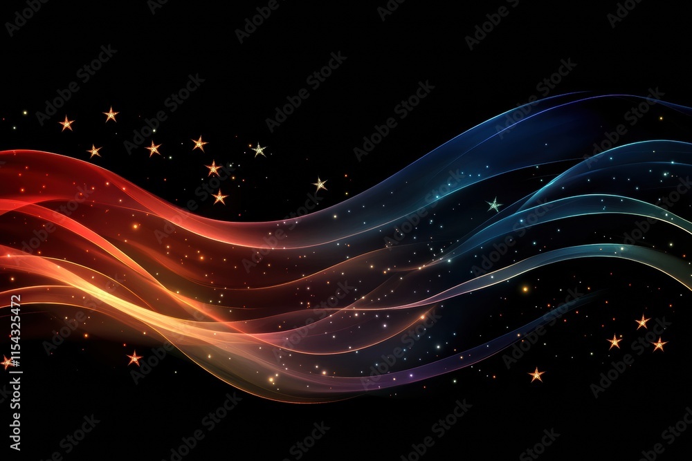 Poster flowing american flag with rich fabric texture against a dark background. generative ai