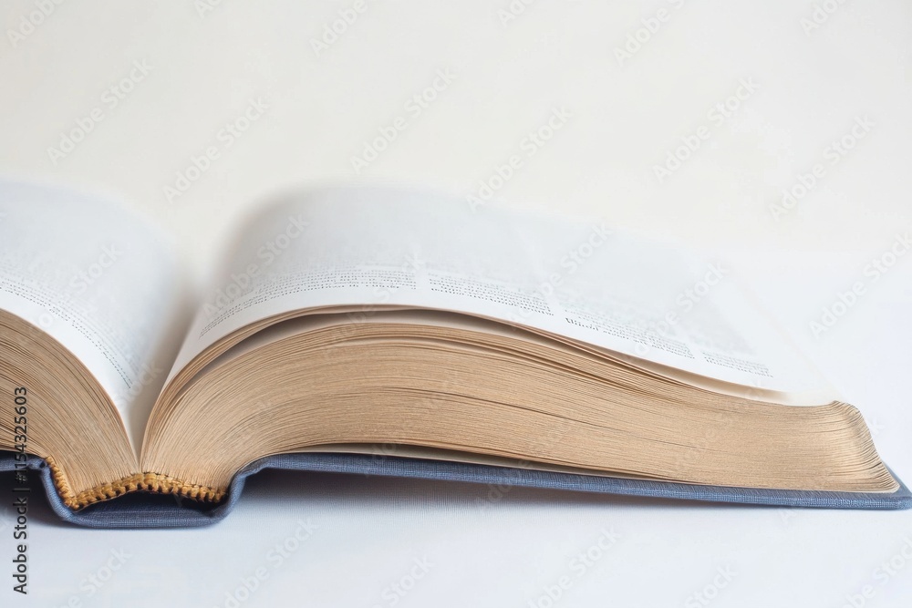 Aufkleber an open book with a focus on its textured pages, showcasing its depth and inviting the reader to exp