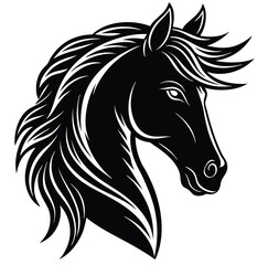 Minimalist Black Horse Head Silhouette