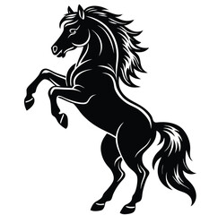 Rearing Horse Silhouette, Minimalist, Black
