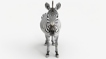 Close Up of a Zebra on White Background