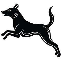 Jumping Dog Silhouette Minimalist Vector Graphic