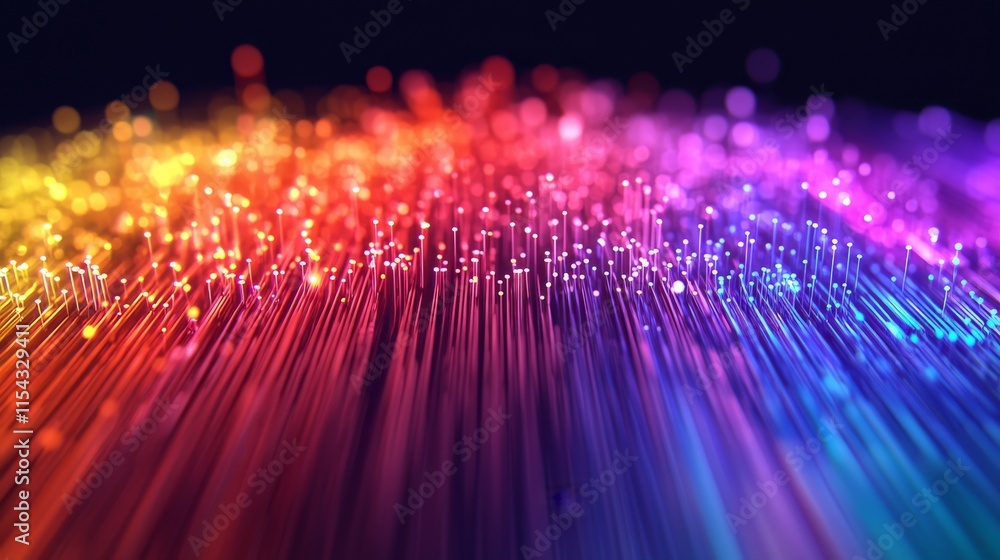 Aufkleber a vibrant, abstract depiction of colorful strands of light, creating a mesmerizing gradient effect a