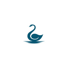 swan logo on water in blue color