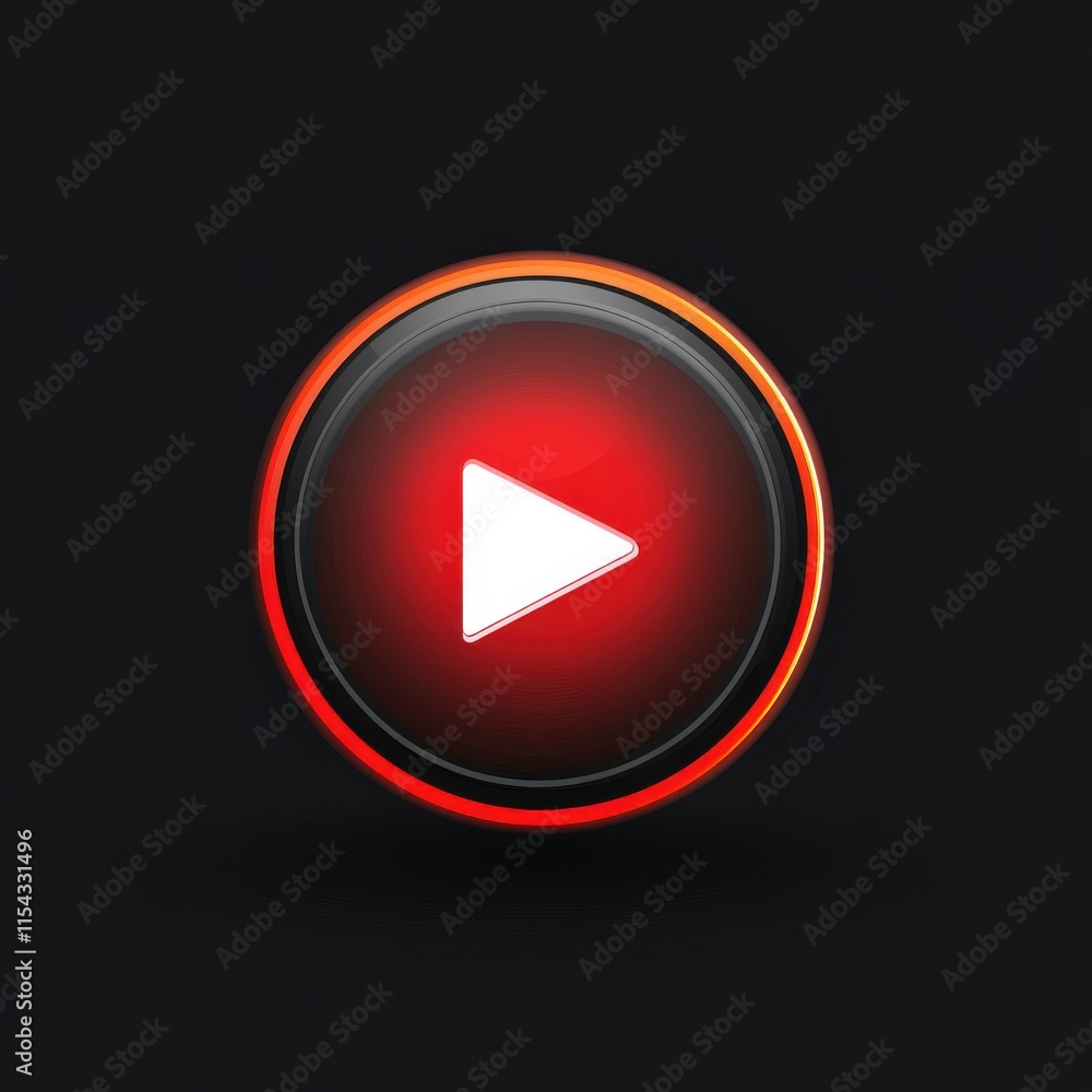 Aufkleber a sleek, modern play button icon designed with a gradient red and black color scheme.
