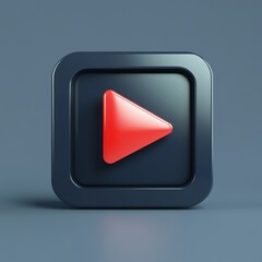 A glossy red play button on a dark background, symbolizing video streaming and multimedia content.