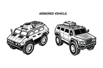 Customizable Armored Vehicle Silhouette Vector Illustration