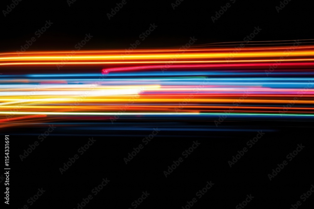 Poster dynamic abstract colorful light streaks create a vivid display against a dark background ideal for m
