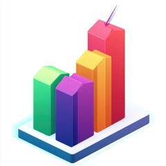 Colorful 3D bar graph representing data growth, ideal for business presentations and analytics.