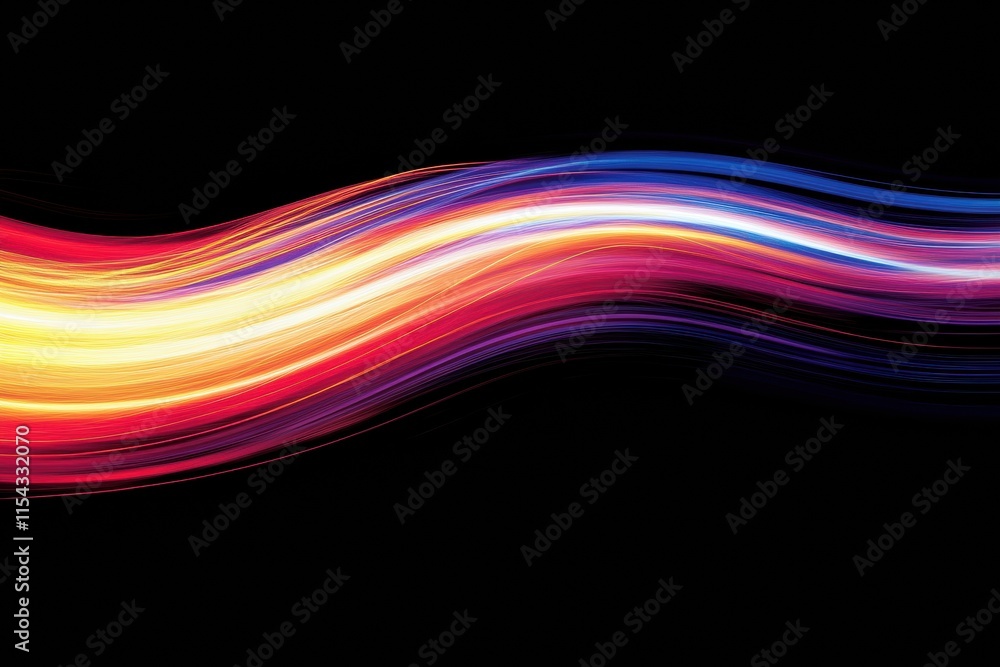 Aufkleber Colorful light streaks blending seamlessly to create a vibrant abstract design in a dark background. Generative AI