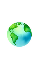 Naklejka premium Green earth watercolor art hand drawing. Green and Blue Earth icon for environment concept. Transparent png background, papercraft, with white tones