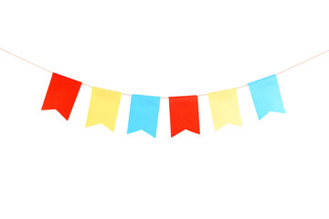 Obraz premium Colorful party flags isolated on white. Festive decor
