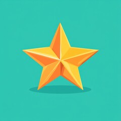 Fototapeta premium Bright orange star icon on a teal background, radiating positivity and creativity.