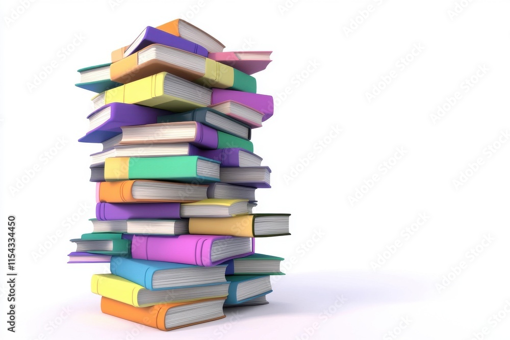 Aufkleber a vibrant stack of colorful books creating an inviting and playful learning atmosphere.