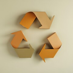 Stylish orange and beige recycling arrows symbol on a light background, promoting sustainability and eco-friendliness.