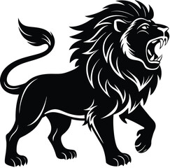 Roaring Lion Silhouette, Minimalist Vector Art