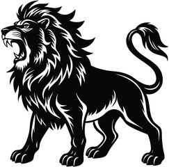 Roaring Lion Silhouette, Minimalist Vector Art