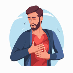 Illustration of man with chest pain - COVID-19 symptom vector image