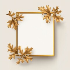 Obraz premium Elegant golden frame with leaf accents, perfect for displaying cherished memories or art.