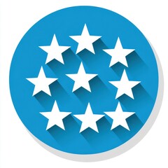 Fototapeta premium Blue circular icon featuring ten white stars arranged in a pattern.