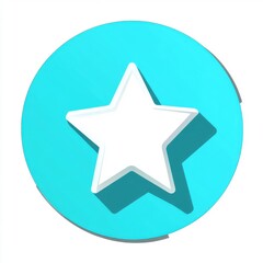 Obraz premium A vibrant turquoise circle featuring a clean white star icon, creating a modern and minimalistic design.