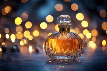 Elegant perfume bottle studio setting product shot luxurious atmosphere close-up view high fidelity design