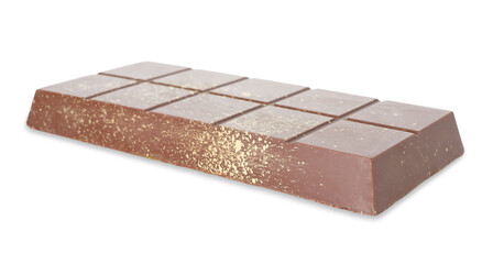 One Dubai chocolate bar with pistachios and knafeh isolated on white