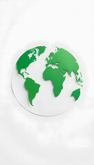 Obraz premium Green paper cut world map on white background. Environmental concept