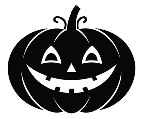 Spooky Black Pumpkin Silhouette Carving Design