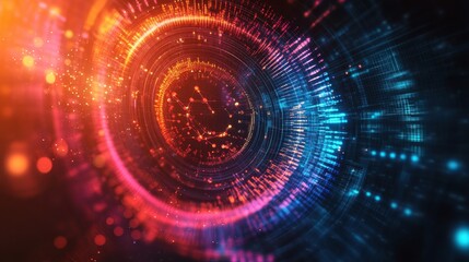 Fototapeta premium Abstract digital design featuring vibrant colors and circular patterns.