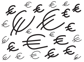 Hand drawn euro icon, European currency sign, coin symbol, euro drawing, price vector illustration