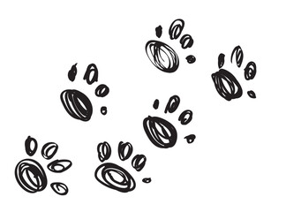 Paw print icon, dog foot traces, cat legs print, pet footprint silhouette, minimal animal tracks symbol